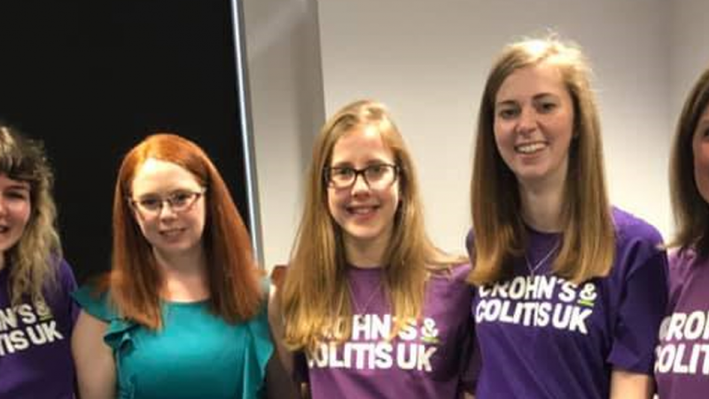Crohn's & Colitis UK supporters wearing purple t-shirts