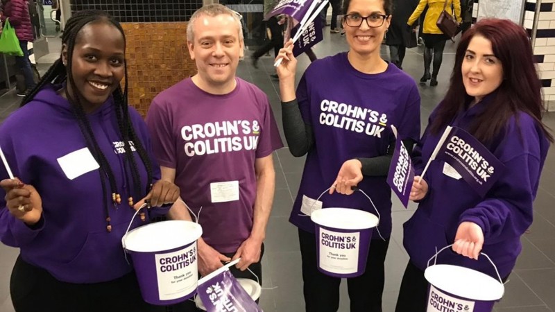 Crohn's & Colitis UK supporters wearing purple t-shirts