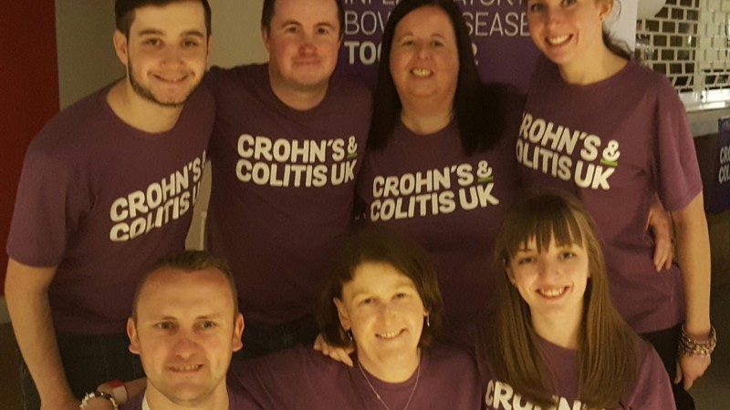 Crohn's & Colitis UK supporters wearing purple t-shirts