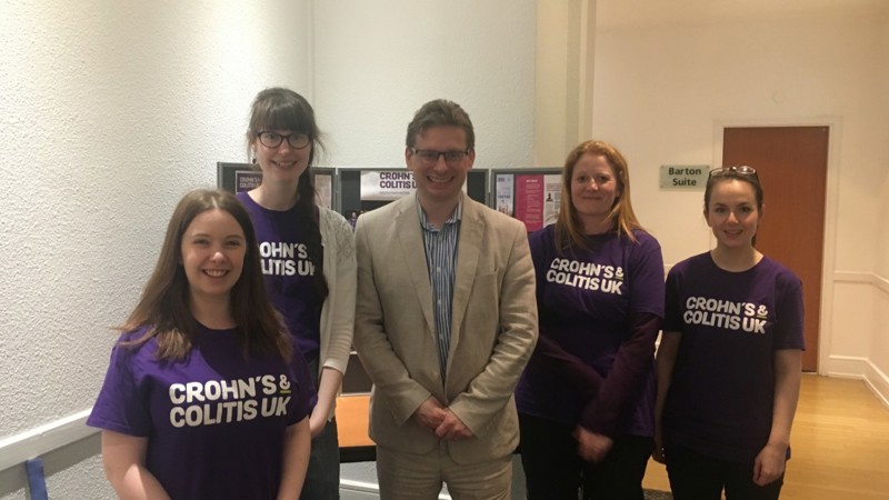 Crohn's & Colitis UK supporters wearing purple t-shirts