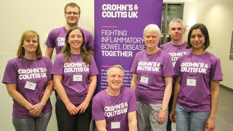 Crohn's & Colitis UK supporters wearing purple t-shirts