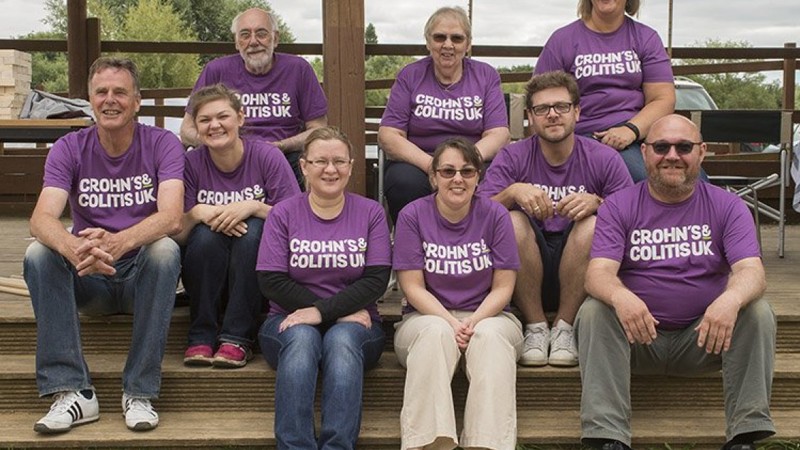 Crohn's & Colitis UK supporters wearing purple t-shirts