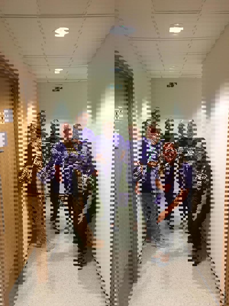 Crohn's & Colitis UK supporters wearing purple t-shirts