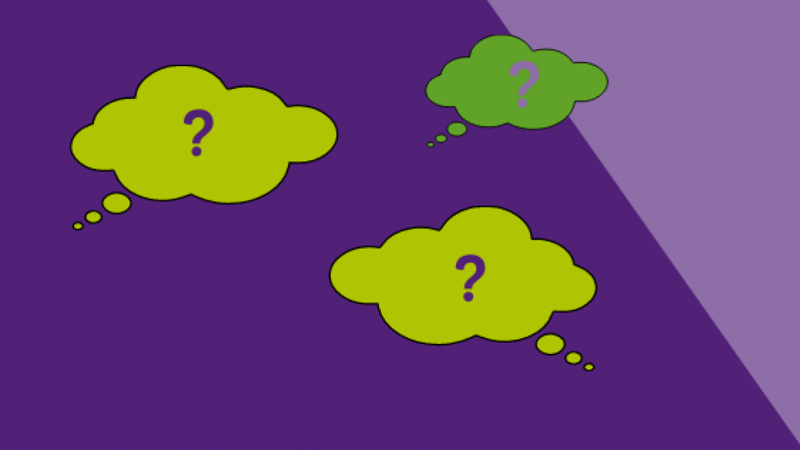 illustration of question marks on purple background