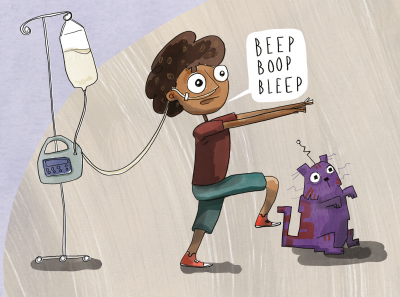 illustration person pretending be a robot