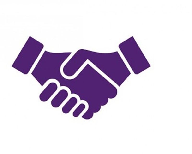 Research partnerships, handshake logo