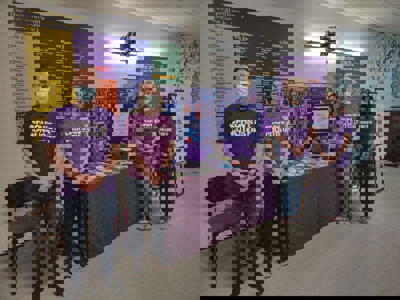 Group of volunteers on an awareness stand