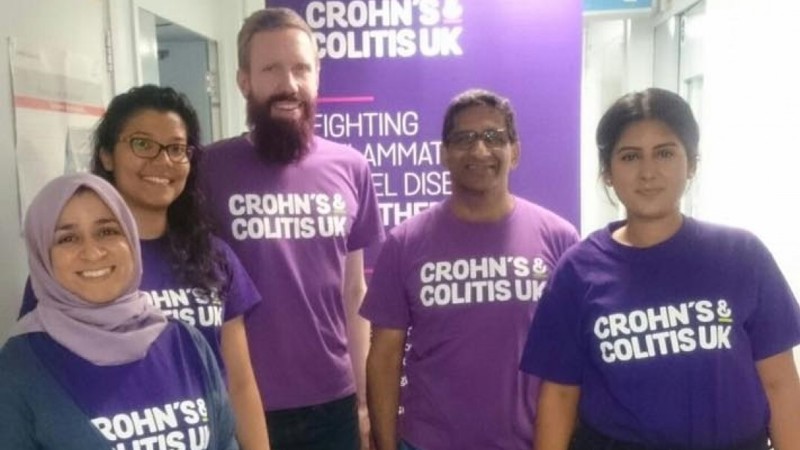 Crohn's & Colitis UK supporters wearing purple t-shirts