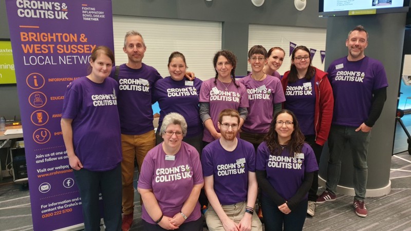 Crohn's & Colitis UK supporters wearing purple t-shirts