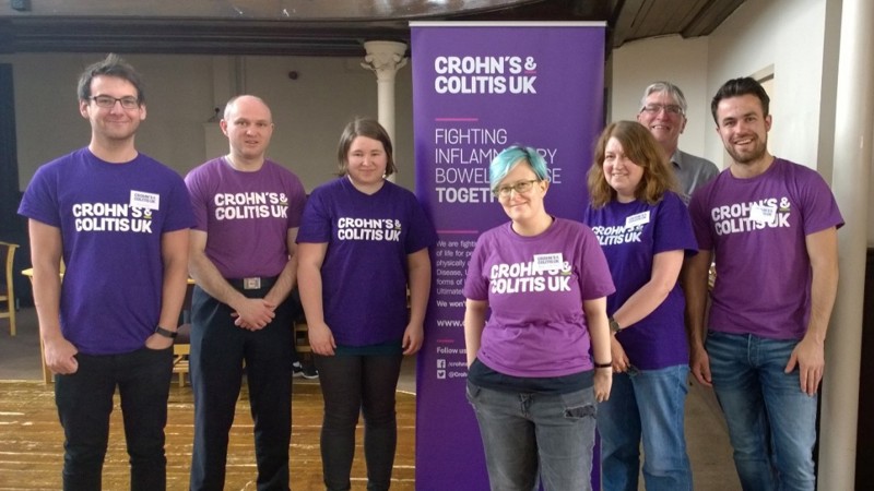 Crohn's & Colitis UK supporters wearing purple t-shirts