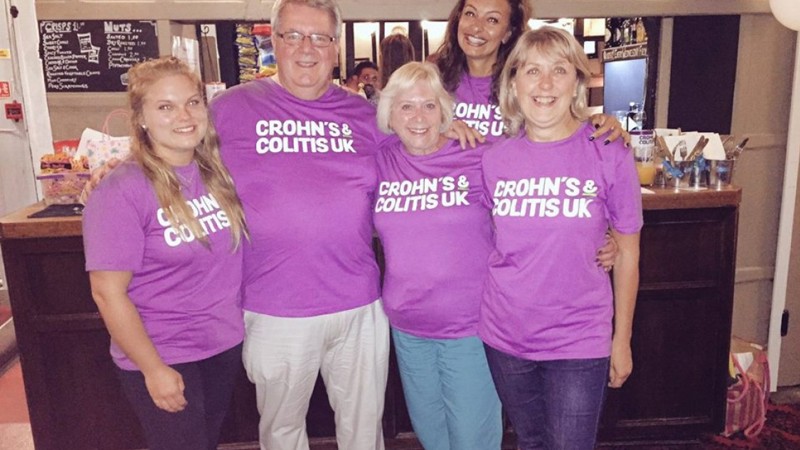 Crohn's & Colitis UK supporters wearing purple t-shirts