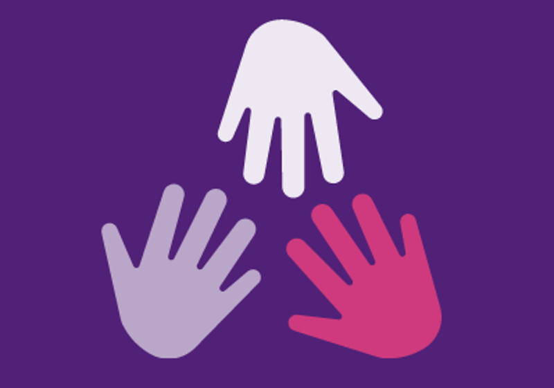 Cartoon of three different coloured hands